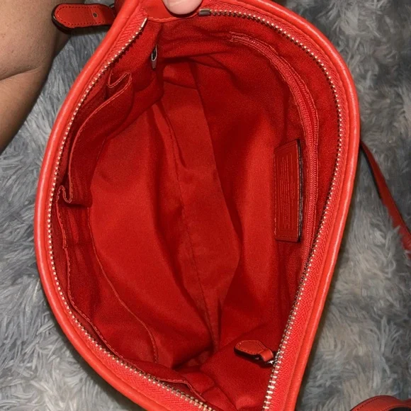 EUC Coach Signature Canvas File Crossbody Bag Khaki/Classic Red F36378 - Picture 11 of 12